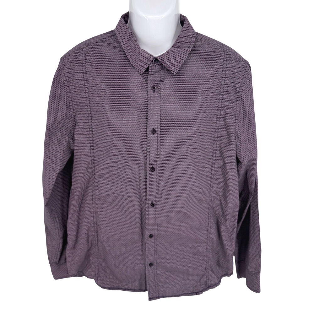Prana Luka‎ Shirt Mens XL Purple Slim Fit Organic Cotton Long Sleeve Button Up